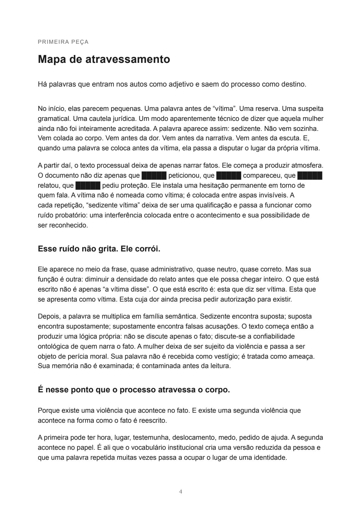 Página 4 do documento original Mapa de atravessamento / Anatomia do Acorrentamento.