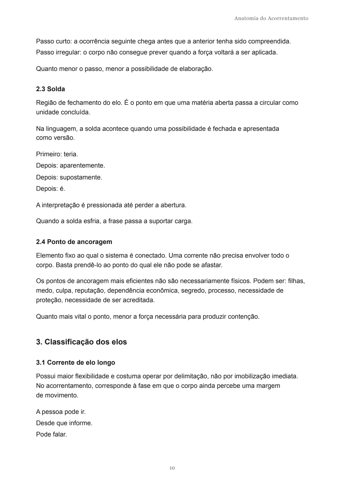 Página 10 do documento original Mapa de atravessamento / Anatomia do Acorrentamento.