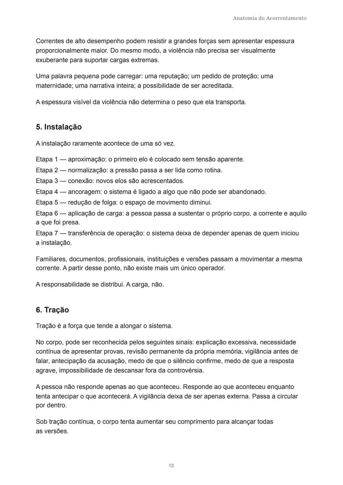 Página 13 do documento original Mapa de atravessamento / Anatomia do Acorrentamento.
